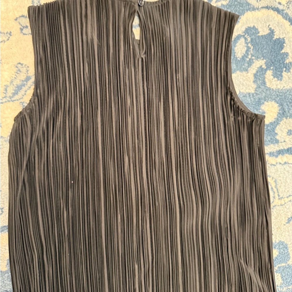 LE’AL.X NWOT Black Sleeveless Maxi Dress Fully Pleated Stretch Elegant Sz Small - Picture 6 of 9